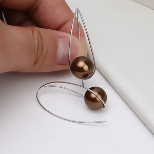 Boucles d'oreilles longues en argent S925 pour femme, avec crochet d'oreille, perles, accessoires de bijoux DIY, plateau vide, composants semi-finis - Product Image 3