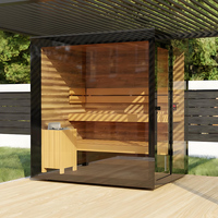 Sauna de Vapor Moderna Eléctrica para 4-5 Personas, de Madera Sólida para Exteriores, con Calefacción Infrarroja, Tamaño Grande para Gimnasio y Relajación