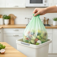 Sacos de Lixo Biodegradáveis Compostáveis PBAT com Tampa de 45L Grande Capacidade Certificados TUV BPI