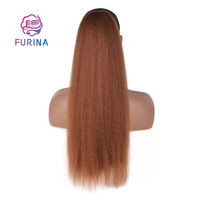 FURINA 2025 populaire crépus droite moelleux synthétique perruque maïs soie perruque cordon queue de cheval élastique cravate haute température Fiber
