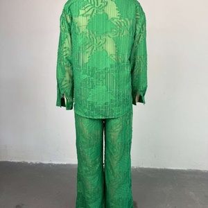 Latest Design Women's Solid Casual 2025 Summer New Sweet Fresh Lapel Pocket Long Sleeve Shirt High Waist Straight <b>Pants</b> - Product Image 5