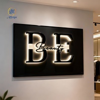 Letrero LED para Exteriores, Letrero Publicitario, Letrero LED con Retroiluminación Dorada, Panel de Logotipo de Pared, Letrero Personalizado para Negocios