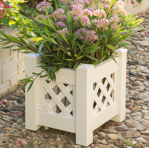 Macetero Grande <span class=keywords><strong>con</strong></span> Rejilla Blanca, Estilo Europeo, Macetero de <span class=keywords><strong>PVC</strong></span> para Exteriores, Macetas para Exteriores - Product Image 3