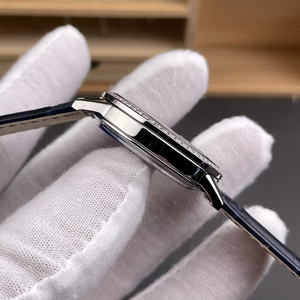Reloj de pulsera elegante y minimalista francés con esfera blanca, correa de cuero azul, resistente al agua, con reserva de energía automática para día y noche, ¡en oferta! - Product Image 5