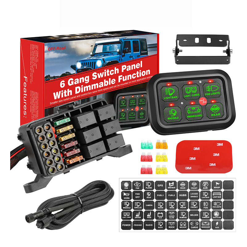 С тонкий сенсорный блок управления зеленым светодиодом 6 банда Жетоны для кулисный переключатель панель для автомобиля 12V