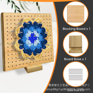 Tabla de ganchillo de bambú, tabla de madera tejida para ganchillo granny, tabla de madera perforada para el hogar, tabla de moldear tejida, soporte - Product Image 2