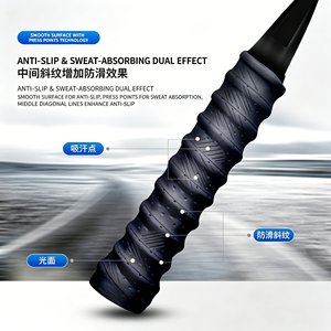 Sangle de préhension pour raquette de badminton, bande adhésive pour poignée, absorption des chocs, enveloppe de poignée en PU pour raquette de tennis et de squash, conception durable - Product Image 4