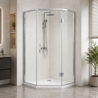 Cabine de douche Neo Angle avec porte pivotante en verre transparent, cadre argenté, cabine de douche sur mesure, fabrication directe d'usine