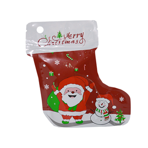 Venta caliente brillante bolsa de regalo de Navidad en forma especial cierre de cremallera bolsa de plástico Mylar para aperitivos dulces embalaje con agujero para colgar - Product Image 5