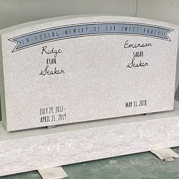 Pearl white granite western style economic cheap monument granite cemetery tombstone