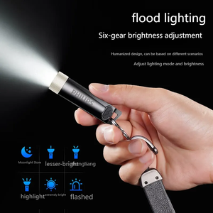 Xách tay Keychain Mini Đèn pin siêu sáng 9 chế độ chiếu sáng UV ánh sáng có thể tháo rời USB sạc Hợp kim nhôm cơ thể - Product Image 4