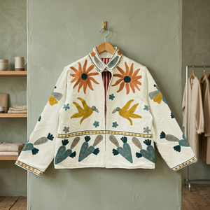 <b>Women</b> Soft Embroidered <b>Velvet</b> Bomber <b>Jacket</b> Floral Pattern Stand Collar Full Sleeve Casual Outerwear Autumn/Winter Woven - Product Image 3