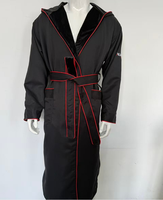 Peignoir d'hôtel de luxe noir à capuche, extérieur en satin, intérieur en velours cristal, écologique, thermique, logo personnalisé, unisexe