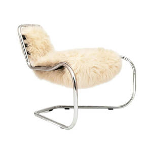 Designer de luxe moderne hall de l'hôtel fauteuil incurvé en fausse fourrure salon de campagne chaises volantes tubulaires en acier inoxydable pour la maison - Product Image 1