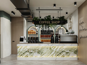 การออกแบบตกแต่งภายในร้านขนมหวานสมัยใหม่ รับผลิตอุปกรณ์ตกแต่งภายในร้านอาหารตามสั่ง ตู้โชว์ขนมหวานไม้สั่งทำ - Product Image 1