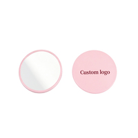 Miroir de poche rond ultra-fin rose pastel HD, personnalisé avec logo OEM, vente en gros directe d'usine, miroir de maquillage portable et fin