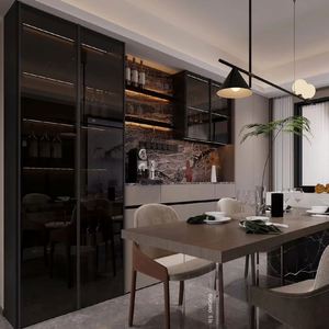 Venta caliente-Ventas directas del fabricante de gabinetes de comedor de madera maciza de alta calidad Gabinetes de sala de estar de lujo en negro y gris - Product Image 1