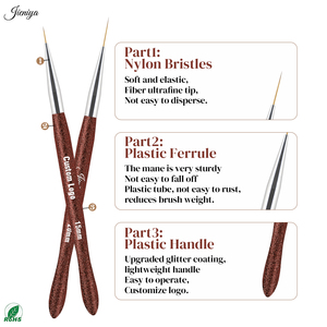 Meilleures ventes : Ensemble de 3 pinceaux <span class=keywords><strong>liner</strong></span> fins à poils en nylon et manche en plastique <span class=keywords><strong>marron</strong></span> brillant, pour le nail art et le gel polish - Product Image 4