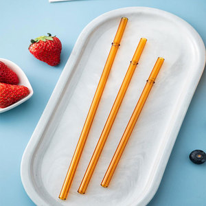 Pailles en verre borosilicate écologiques, résistantes aux chocs, durables, résistantes à la chaleur ; pailles pour enfants style Starbucks 27 cm - Product Image 2