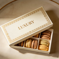 Boîtes d'emballage pour macarons en papier kraft gaufré de luxe, design personnalisé, chocolat, macarons, biscuits, confiseries