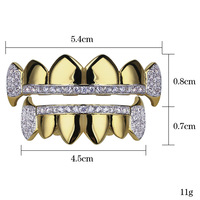 Grillz Hip Hop pour dents, avec zircon incrusté, capuchons dentaires pour dents supérieures et inférieures, style vampire, bijoux de mode pour hommes et femmes
