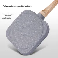 Poêle à Frire Quatre Trous Antiadhésive en Pierre Maifan, Design Moderne, Compatible Gaz et Induction, Capacité 1-2L, Idéale Cuisine Maison