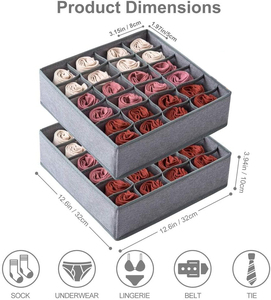 Organizador de ropa duradero ecológico plegable, caja de almacenamiento, juego de divisor de cajón, organizador de calcetines lavables de 12 celdas - Product Image 2