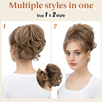 Extensions de Cheveux en Queue de Cheval à Pince Griffe de Haute Qualité en Gros, Postiche Synthétique Courte Frisée Ondulée pour Femmes