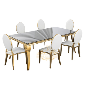 Trắng MDF Top Với Vàng Thép Không Gỉ Chân Đảng Tổ Chức Sự Kiện Khách Sạn Tiệc Cưới Bàn Ăn - Product Image 6