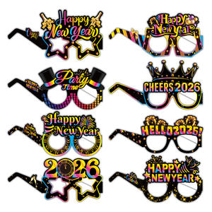 Accessoires de photomaton en papier DIY pour le Nouvel An 2026, styles variés, lunettes amusantes, décoration de fête d'anniversaire de Noël, cadeaux et fournitures - Product Image 5