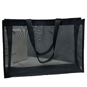 Custom Promotional Reusable Eco Nylon Mesh Tote Bag Mesh Shopping Bag Mesh Beach Bag With Custom Logo