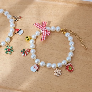 Kalung kerah hewan peliharaan mutiara dapat diatur, aksesori perhiasan lucu untuk kucing anjing anak anjing - Product Image 2