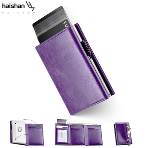<span class=keywords><strong>Porte</strong></span>-cartes magnétique en PU avec poche à <span class=keywords><strong>monnaie</strong></span>, blocage RFID, portefeuille pop-up professionnel pour hommes - Product Image 1