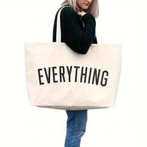 <span class=keywords><strong>Bolsa</strong></span> de Lona Extra Grande con Asas Dobles - <span class=keywords><strong>Bolsa</strong></span> de Compras Reutilizable con Estampado de Letras para Mujer, para la Playa - Product Image 1