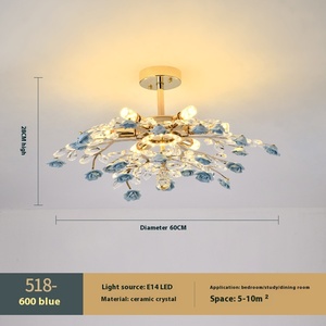 Phong Cách Pháp Sáng Tạo Rose Flower Gốm Đèn Chùm Pha Lê Trung Sơn Của Nhà Sản Xuất Thiết Kế Mới Cho Phòng Khách Chiếu Sáng - Product Image 6