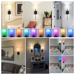 Apliques de pared modernos que funcionan con batería, pantalla de tela, lámpara de pared inalámbrica recargable para dormitorio, sala de estar, Hotel - Product Image 5