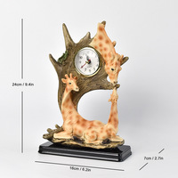 Ornamen jam patung hewan Resin antik kustom dekorasi meja buatan tangan resin burung hantu elang jerapah jam patung kerajinan resin