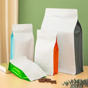 Plastik kustom Matte aluminium Foil berdiri kantong kemasan 250G 1KG bawah datar tas biji kopi dengan katup