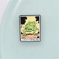 Pin Enamel Komik Kodok Pegang Pisau, Bros Slogan Humor Gelap Kartun Kodok Retro Untuk Dekorasi Ransel