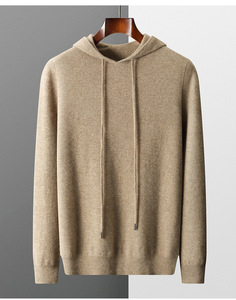 Nouveau pull en <span class=keywords><strong>laine</strong></span> mérinos pour <span class=keywords><strong>homme</strong></span>, collection automne-hiver 2026, col à capuche tricoté, pull décontracté à manches longues - Product Image 1