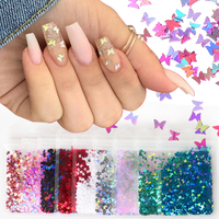Offre Spéciale 3d holographique paillettes Nail Art flocons forme Design adhésif Laser papillon ongles paillettes pour Arts artisanat accessoires