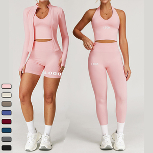 Großhandel Fitness-Sets Benutzer definierte Logo Gym <span class=keywords><strong>Wear</strong></span> Yoga-Kleidung Sport bekleidung Hot Sale Trainings anzüge Nahtlose Active <span class=keywords><strong>wear</strong></span> Yoga-Stoff - Product Image 6