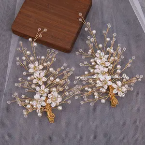 2023 Hot Sale Hair Decorated For Craft Jewelry Rhinestone Pearl Flower Hairclips/Hairpins For Women Hair Accessories