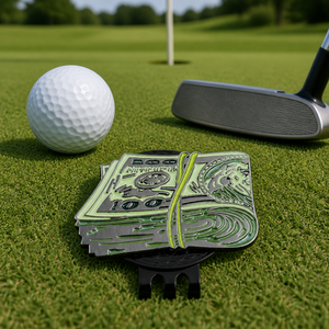 Marqueur de balle de <span class=keywords><strong>golf</strong></span> en émail souple avec clip de chapeau, design billet de 100 dollars, outil de divot magnétique en métal, cadeau fantaisie pour golfeur, vente en gros - Product Image 2