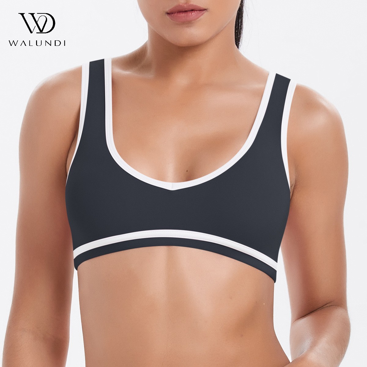 Yoga Bra Custom Eco-Friendly Breathable High Support Yoga Bra Women's Deep V-Neck Color Blocking Sports Backless Yoga Bra