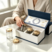 Boîte d'emballage cadeau de luxe personnalisée en carton bleu, faite à la main, avec séparateur en papier, vente en gros