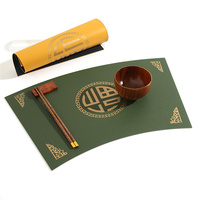 Tapis de table de luxe fait main en cuir imperméable à double couche de style chinois, personnalisable, cadeau d'affaires