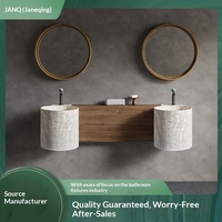 Lavabo mural en pierre artificielle de style Wabi-sabi, design moderne et simple, lavabo artistique de designer avec étagère de rangement