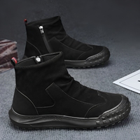 Bottes de cowboy mi-mollet pour hommes – Nouveauté automne, respirantes, antidérapantes, tige en cuir, semelle extérieure en caoutchouc, chaussures de sécurité décontractées, tendance et polyvalentes