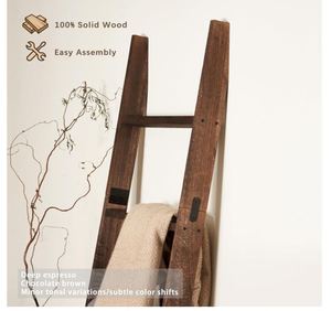 Échelle à couvertures personnalisée pour le salon, support décoratif <span class=keywords><strong>en</strong></span> <span class=keywords><strong>bois</strong></span> à 6 niveaux pour couettes, étagère murale pour chambre à coucher, porte-serviettes rustique - Product Image 4